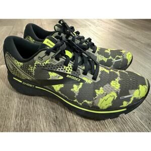 Size 11 - Brooks Ghost 14 Camo - Lime Punch Black men’s running shoes